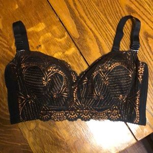 Black & copper lace Bralette